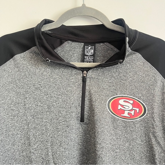 NFL San Francisco 49ers Quarter Zip Pullover Gray Black Long Sleeve Athletic L - Picture 3 of 6